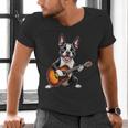 Boston Terrier Playing Guitar Boston Terrier Men's V-Neck T-Shirt, gift for family, gift for coworker