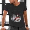 Boston Terrier In The Snow Merry Christmas Winter Men's V-Neck T-Shirt, Boston Terrier Christmas Shirts, gift for family, gift for coworker