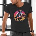 Boston Terrier Wearing A Cowboy Hat On T-Rex Men's V-Neck T-Shirt, gift for family, gift for coworker