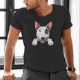 Bull Terrier Pocket Bull Terrier Peeking Out Pocket Men's V-Neck T-Shirt, gift for family, gift for coworker