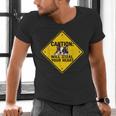 Caution Sign Boston Terrier Dog Bostie Puppy Men's V-Neck T-Shirt, gift for family, gift for coworker