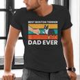 Cute Boston Terrier Best Boston Terrier Dad Ever Men's V-Neck T-Shirt, Boston Terrier Dad Shirts, gift for family, gift for coworker