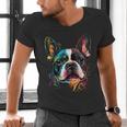 Cute Boston Terrier Puppy Dog Art Lover Unique Painting For Men Women Kids Men's V-Neck T-Shirt, gift for family, gift for coworker