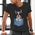 Cute Pocket Boston Terrier Lover Dog Mom Men's V-Neck T-Shirt, Boston Terrier Mom Shirts, gift for family, gift for coworker