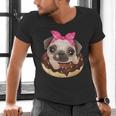 Cute Pug Shirt Donut Girls Dog Men's V-Neck T-Shirt, gift for family, gift for coworker