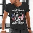 Even My Boston Terrier Loves Trump Trump Supporter Dog Lover Men's V-Neck T-Shirt, gift for family, gift for coworker