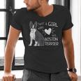 Just A Girl Who Loves Her Boston Terrier Puppy Love Men's V-Neck T-Shirt, gift for family, gift for coworker