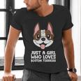 Just a Girl Who Loves Boston Terriers Men's V-Neck T-Shirt, gift for family, gift for coworker
