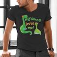 Kids My Nonna Loves Me Dinosaur Grandson Men's V-Neck T-Shirt, gift for family, gift for coworker