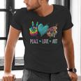 Peace Love Art Painting Palette Art Teacher Men&#x27;s V-Neck T-Shirt, gift for family, gift for coworker