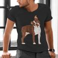 Red Boston Terrier Dog Men's V-Neck T-Shirt, gift for family, gift for coworker