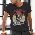 Retro Life Is Better With Boston Terrier Mom Dog Lover Men's V-Neck T-Shirt, Boston Terrier Mom Shirts, gift for family, gift for coworker
