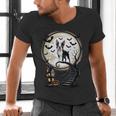 Spooky Halloween Moon Boston Terrier Boston Bull Bostie Men's V-Neck T-Shirt, Boston Terrier Halloween Shirts, gift for family, gift for coworker
