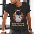 Vintage Boston Terrier Grandma Wear Sunglasses Dog Lover Men Women Girls Kids Men's V-Neck T-Shirt, gift for family, gift for coworker