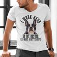 Bostie Mama Dog Dad Boston Terrier For Men Women Men's V-Neck T-Shirt, Boston Terrier Dad Shirts, gift for family, gift for coworker