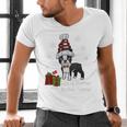 Boston Terrier Christmas T Shirt-Life Is Merrier Premium Tri-Blend Men's V-Neck T-Shirt, Boston Terrier Christmas Shirts, gift for family, gift for coworker