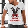 Boston Terrier Grandma Dog Lovers Puppy Bostie Owner Men's V-Neck T-Shirt, gift for family, gift for coworker