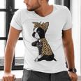 Boston Terrier Lover I Love Mom Tattoo Leopard Men's V-Neck T-Shirt, Boston Terrier Mom Shirts, gift for family, gift for coworker