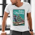 Boston Terrier Merry Christmas Tree Truck Dog X-Mas Men's V-Neck T-Shirt, Boston Terrier Christmas Shirts, gift for family, gift for coworker