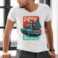 Boston Terrier Merry Christmas Tree Truck Santa Dog X-Mas Men's V-Neck T-Shirt, Boston Terrier Christmas Shirts, gift for family, gift for coworker