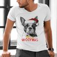 Boston Terrier Santa Claus Hat Merry Christmas Dog X-Mas Men's V-Neck T-Shirt, Boston Terrier Christmas Shirts, gift for family, gift for coworker