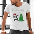 Boston Terrier Santa Hat Dabbing Around The Christmas Tree Men's V-Neck T-Shirt, Boston Terrier Christmas Shirts, gift for family, gift for coworker