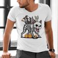 Boston Terrier Skeleton Mummy Witch Halloween Men's V-Neck T-Shirt, Boston Terrier Halloween Shirts, gift for family, gift for coworker