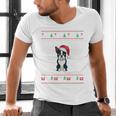 Boston Terrier Wearing Santa Hat Ugly Xmas Dog Lovers Men's V-Neck T-Shirt, gift for family, gift for coworker