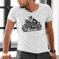 Cool Boston Terrier Riding a Motorcycle Biker Dog Lover For Men Women Kids Men's V-Neck T-Shirt, Boston Terrier Riding Shirts, gift for family, gift for coworker