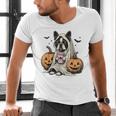 Halloween Boston Terrier Ghost Men's V-Neck T-Shirt, Boston Terrier Halloween Shirts, Boston Terrier Ghost Shirts, gift for family, gift for coworker