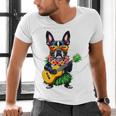 Hawaiian Boston Terrier & Pineapple Ukulele Summer Vacation Men's V-Neck T-Shirt, gift for family, gift for coworker
