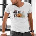Spooky Ghost Boston Terrier Pumpkin Halloween Dog Lover Men's V-Neck T-Shirt, Boston Terrier Halloween Shirts, Boston Terrier Ghost Shirts, gift for family, gift for coworker