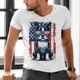 Vintage Boston Terrier Dog American US USA Flag Pets Dogs Men's V-Neck T-Shirt, American Boston Terrier Shirts, gift for family, gift for coworker