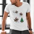 Xmas Lighting Tree Santa Riding Boston Terrier Christmas Men's V-Neck T-Shirt, Boston Terrier Christmas Shirts, Boston Terrier Riding Shirts, gift for family, gift for coworker