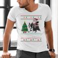 Xmas Tree Lighting Santa Riding Boston Terrier Christmas Men's V-Neck T-Shirt, Boston Terrier Christmas Shirts, Boston Terrier Riding Shirts, gift for family, gift for coworker
