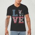 4th Of July Decor Patriotic LOVE Boston Terrier USA Flag Men's V-Neck T-Shirt, novelty gifts, funny gifts