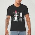 8 Years Old Birthday Boston Terrier Dog Lover 8th Party Kid Men's V-Neck T-Shirt, novelty gifts, funny gifts