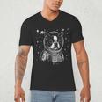 Astronaut Boston Terrier Space Galaxy Dog Lovers Men's V-Neck T-Shirt, novelty gifts, funny gifts