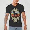 Best Dog Father Dad Vintage Boston Terrier For Men Women Men's V-Neck T-Shirt, novelty gifts, funny gifts