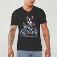 Biker Boston Terrier Dog Riding Motorbike Men's V-Neck T-Shirt, novelty gifts, funny gifts