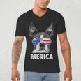 Boston Terrier 4th Of July Merica Men Women USA Flag Vintage Men's V-Neck T-Shirt, novelty gifts, funny gifts