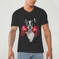 Boston Terrier Boxing Men's V-Neck T-Shirt, novelty gifts, funny gifts