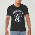 Boston Terrier Boy Cute Cartoon Dog Owner Pet Boston Terrier Men's V-Neck T-Shirt, novelty gifts, funny gifts