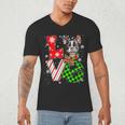 Boston Terrier Christmas Tree Lights Santa Dog Xmas For Men Women Kids Men's V-Neck T-Shirt, novelty gifts, funny gifts