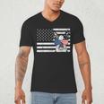 Boston Terrier Dog 4th Of July US American Flag Patriotic Men's V-Neck T-Shirt, novelty gifts, funny gifts
