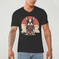 Boston Terrier Dog Japanese Style Samurai Dogs Men's V-Neck T-Shirt, novelty gifts, funny gifts