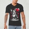 Boston Terrier Dog Valentine's Day Dog Owner Men's V-Neck T-Shirt, novelty gifts, funny gifts