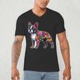 Boston Terrier Floral Dog Lover Vintage Distressed For Men Women Kids Men's V-Neck T-Shirt, novelty gifts, funny gifts