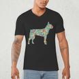 Boston Terrier Flower Silhouette Floral Dog Men Women Girls Kids Men's V-Neck T-Shirt, novelty gifts, funny gifts