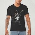Boston Terrier Guitar Men's V-Neck T-Shirt, novelty gifts, funny gifts